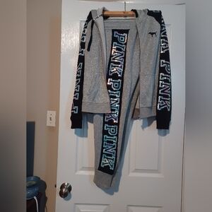 VICTORIA SECRET PINK SEQUINS BLING RARE MERMAID SWEATSUIT SET SIZE (M)